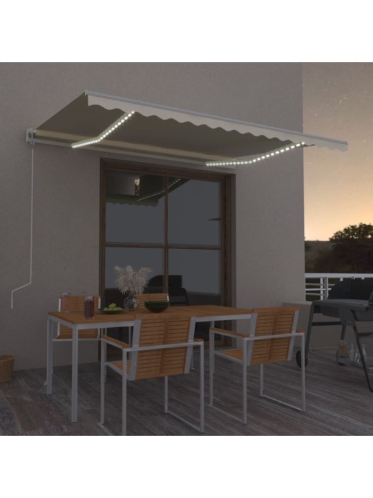 Izvelkama markīze ar led un vēja sensoru, 450x350cm, krēmkrāsas
