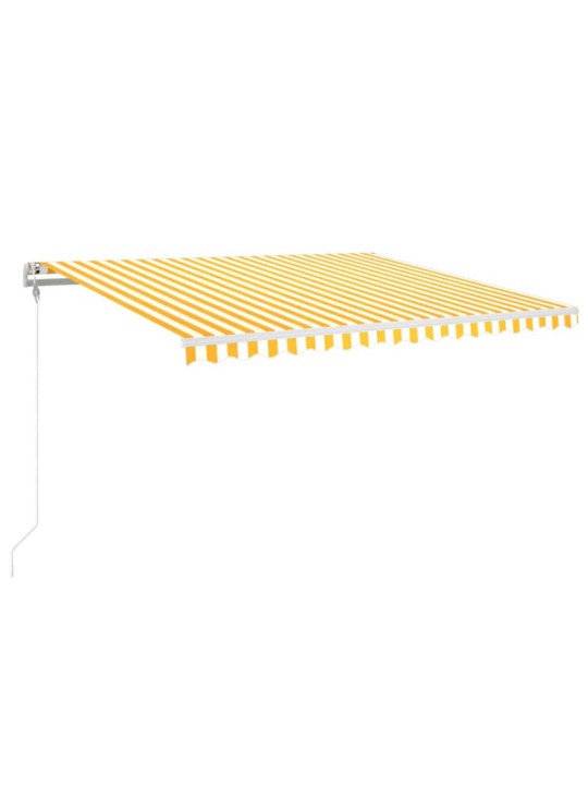 Izvelkama markīze, led, vēja sensors, dzeltena/balta, 450x350cm