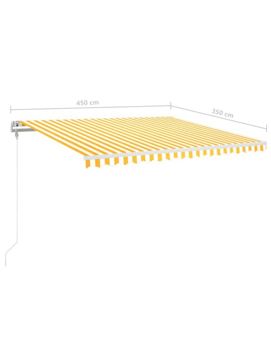 Izvelkama markīze, led, vēja sensors, dzeltena/balta, 450x350cm