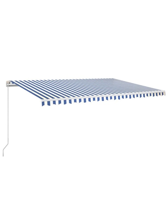Izvelkama markīze ar led, 500x350 cm, manuāla, zila un balta