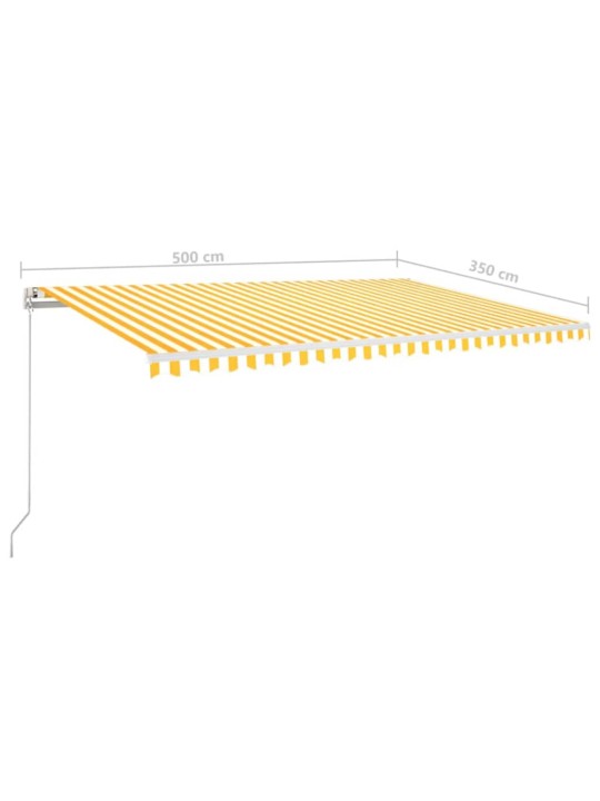 Izvelkama markīze ar led, 500x350 cm, dzeltena un balta