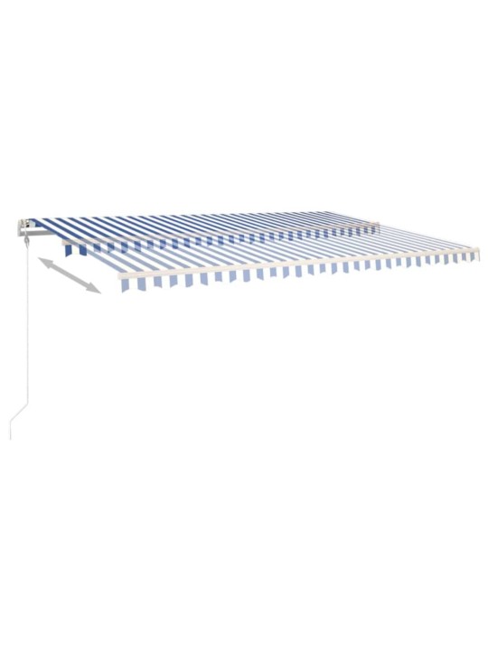 Markīze ar led un vēja sensoru, 500x350 cm, zila un balta