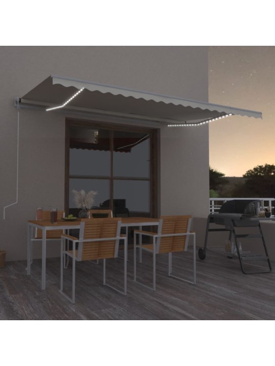Markīze ar led un vēja sensoru, 500x350 cm, krēmkrāsas