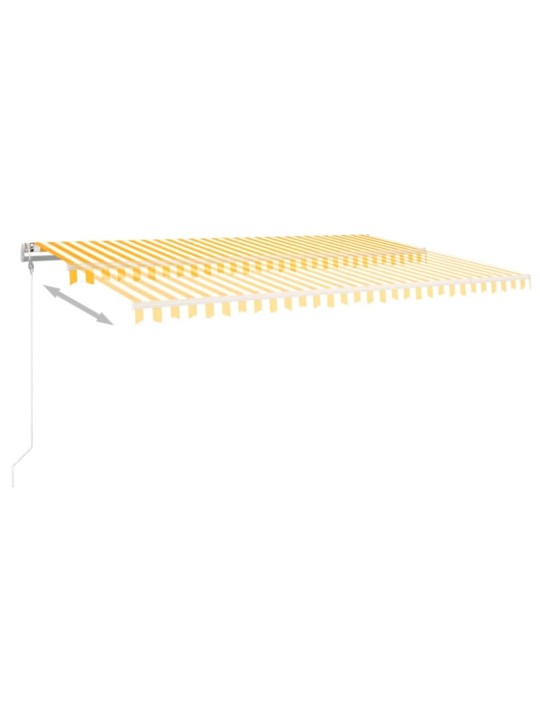 Markīze ar led un vēja sensoru, 500x350 cm, dzeltenbalta