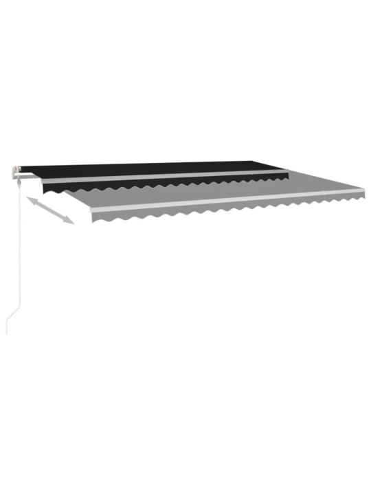 Izvelkama markīze ar led un vēja sensoru, pelēka, 500x350 cm