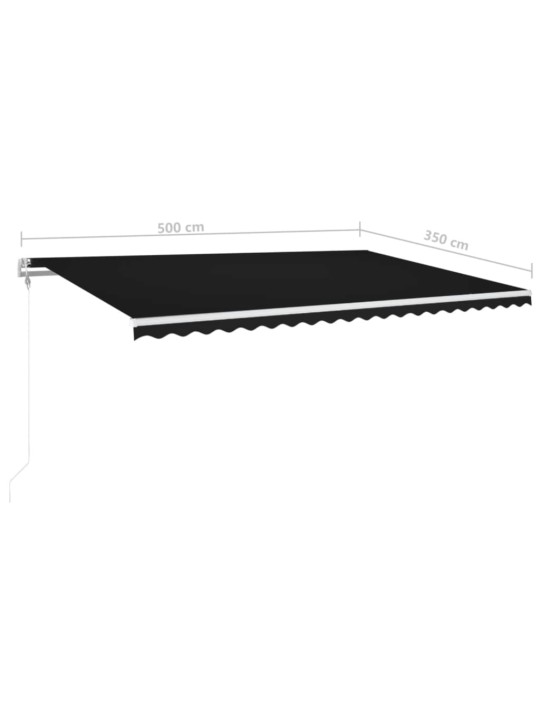 Izvelkama markīze ar led un vēja sensoru, pelēka, 500x350 cm