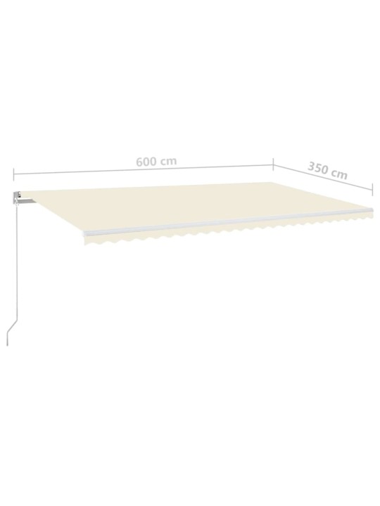 Izvelkama markīze ar led, 600x350 cm, manuāla, krēmkrāsas