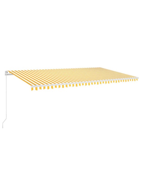 Izvelkama markīze ar led, 600x350 cm, manuāla, dzeltenbalta