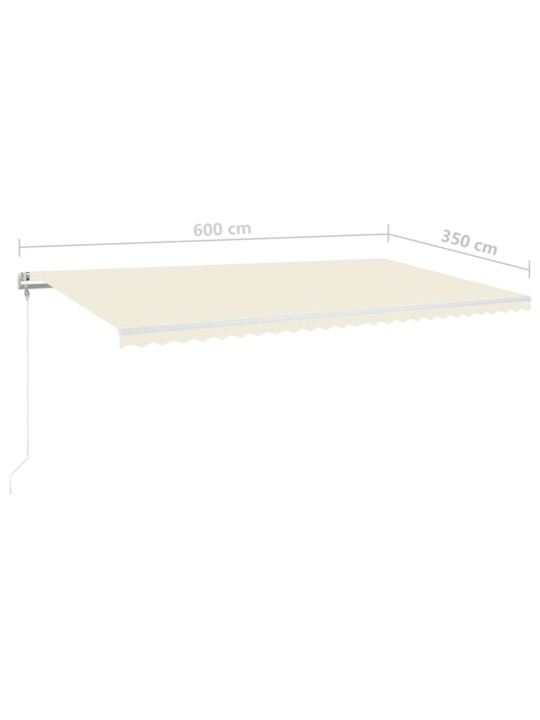 Izvelkama markīze ar led un vēja sensoru, krēmkrāsas, 600x350cm