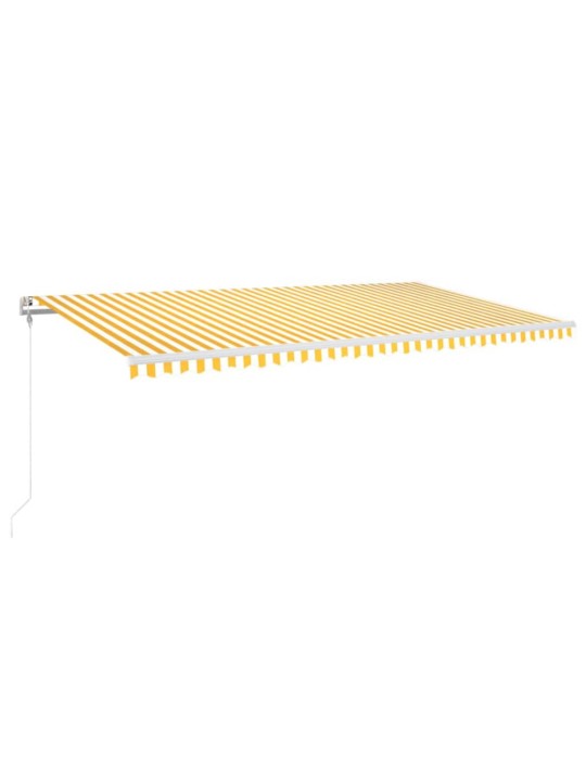 Izvelkama markīze, led, vēja sensors, dzeltenbalta, 600x350 cm