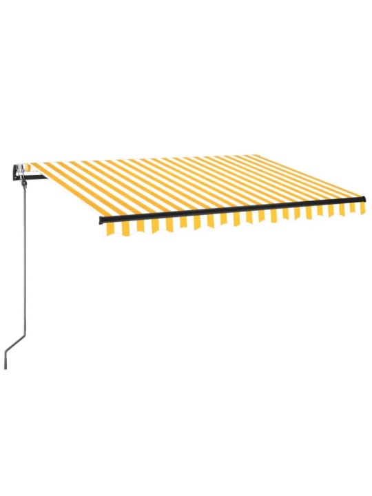 Markīze ar LED un vēja sensoru, 350x250 cm, dzeltenbalta