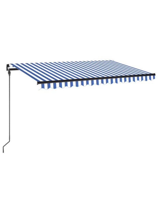 Izvelkama markīze ar led, 450x300 cm, manuāla, zili balta