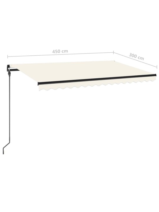 Izvelkama markīze ar led, 450x300 cm, manuāla, krēmkrāsas