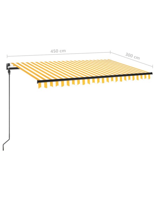 Izvelkama markīze ar led, 450x300 cm, dzeltena un balta