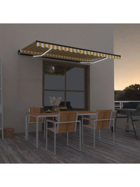 Izvelkama markīze ar led, 450x300 cm, dzeltena un balta