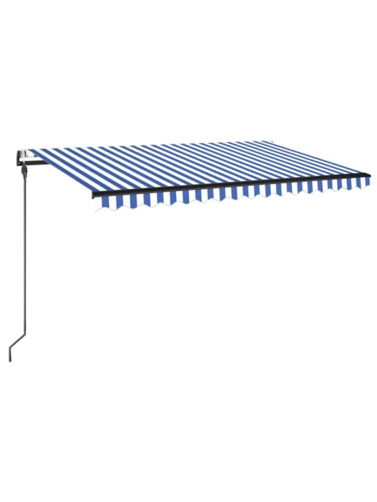Izvelkama markīze, led, vēja sensors, 450x300 cm, zila un balta