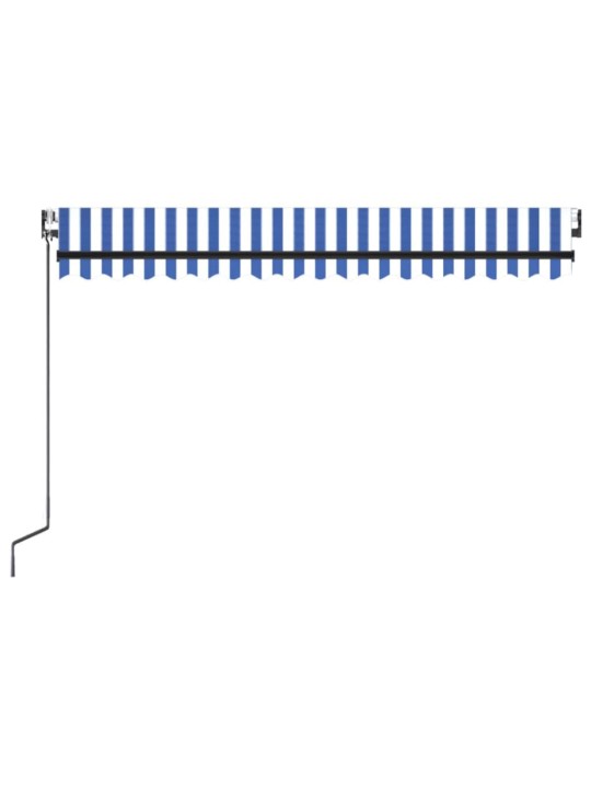 Izvelkama markīze, led, vēja sensors, 450x300 cm, zila un balta