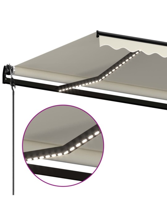 Izvelkama markīze, LED, vēja sensors, 450x300 cm, krēmkrāsas