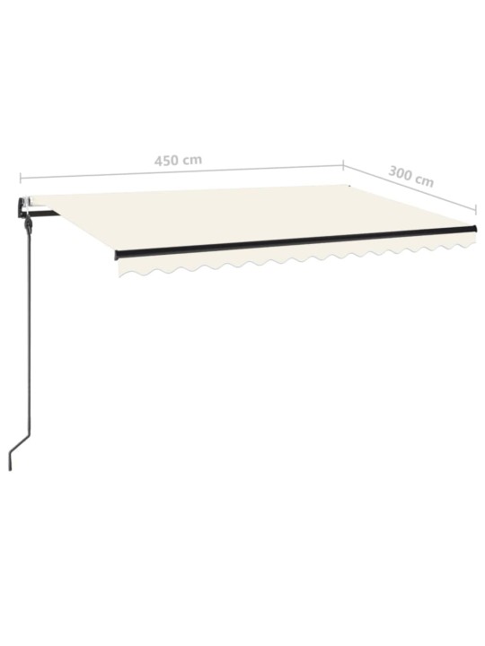Izvelkama markīze, LED, vēja sensors, 450x300 cm, krēmkrāsas