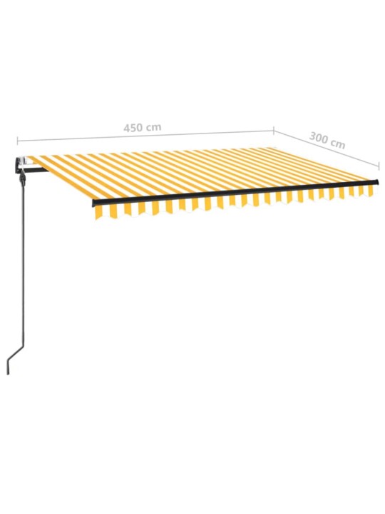 Izvelkama markīze, led, vēja sensors, dzeltenbalta, 450x300 cm