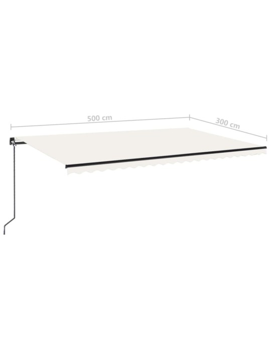 Izvelkama markīze ar LED, 500x300 cm, manuāla, krēmkrāsas