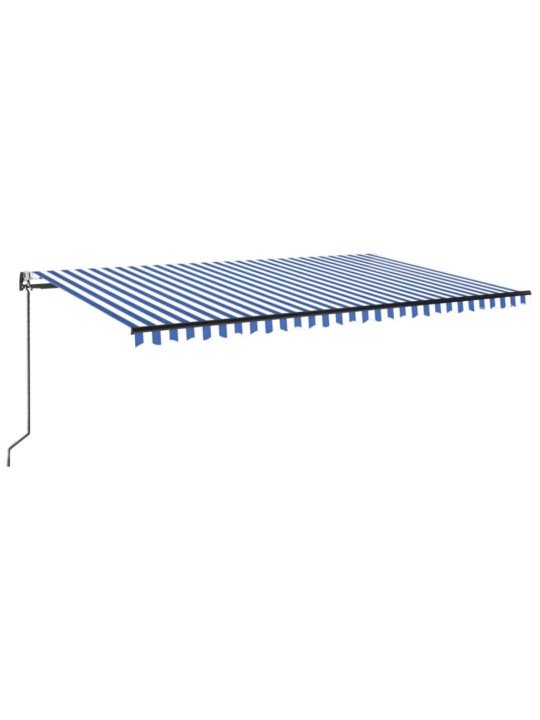 Izvelkama markīze, led, vēja sensors, zila un balta, 500x300 cm