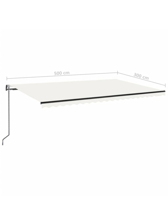 Izvelkama markīze, LED, vēja sensors, krēmkrāsas, 500x300 cm