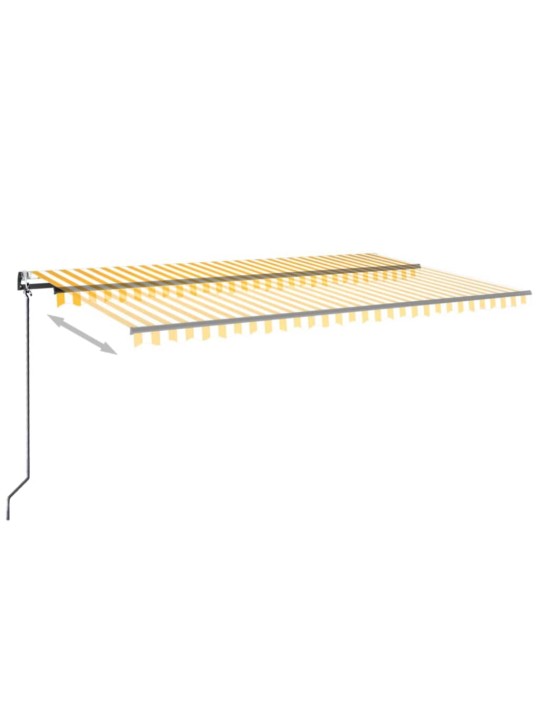 Izvelkama markīze, led, vēja sensors, dzeltenbalta, 500x300 cm