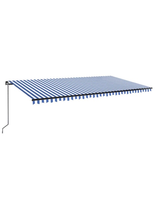 Izvelkama markīze ar led, zila un balta, 600x300 cm, manuāla