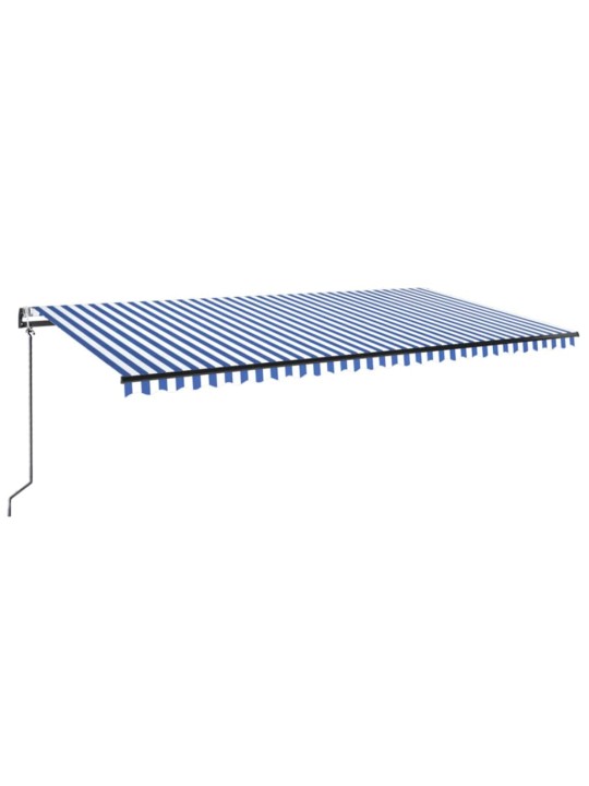 Izvelkama markīze, led, vēja sensors, 600x300 cm, zila un balta