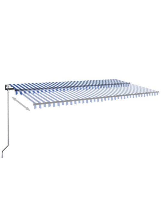 Izvelkama markīze, led, vēja sensors, 600x300 cm, zila un balta