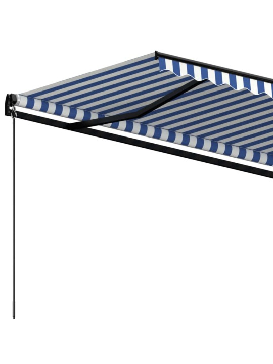 Izvelkama markīze, 400x350 cm, manuāla, zili balta