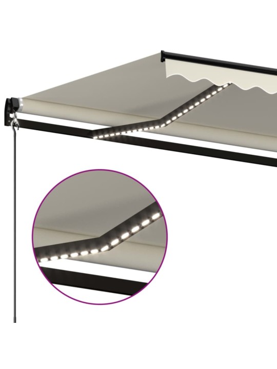 Izvelkama markīze ar LED, 400x350 cm, manuāla, krēmkrāsas