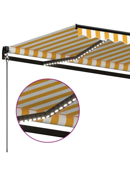 Izvelkama markīze ar led, 400x350 cm, manuāla, dzeltenbalta