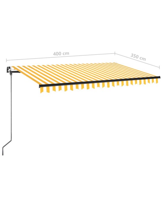 Izvelkama markīze ar led, 400x350 cm, manuāla, dzeltenbalta