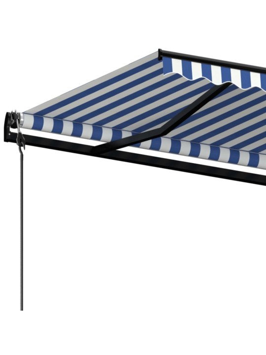 Izvelkama markīze, 400x350 cm, automātiska, zili balta