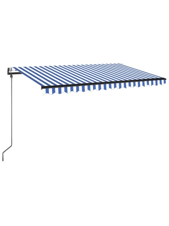 Izvelkama markīze, led, vēja sensors, zila un balta, 400x350 cm