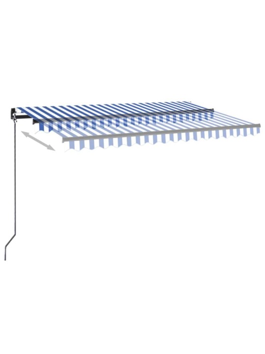 Izvelkama markīze, led, vēja sensors, zila un balta, 400x350 cm