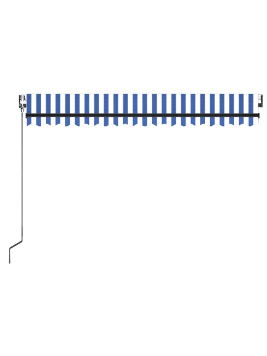 Izvelkama markīze, led, vēja sensors, zila un balta, 400x350 cm