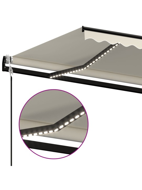 Izvelkama markīze, LED, vēja sensors, krēmkrāsas, 400x350 cm