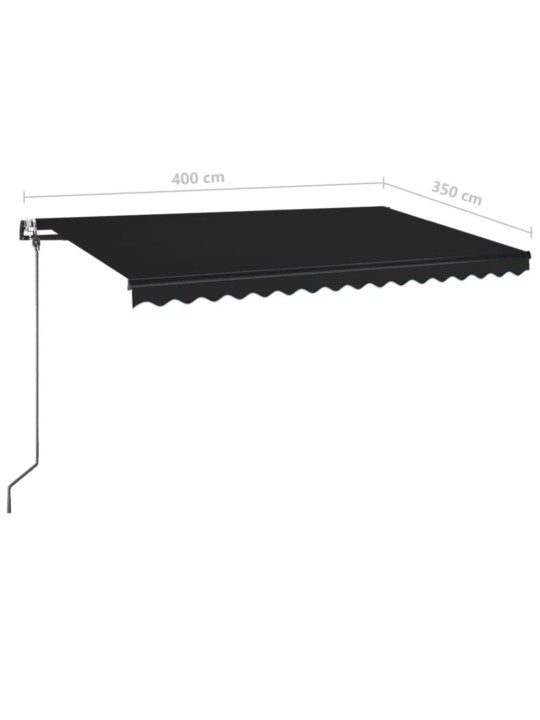 Izvelkama markīze ar led un vēja sensoru, pelēka, 400x350 cm