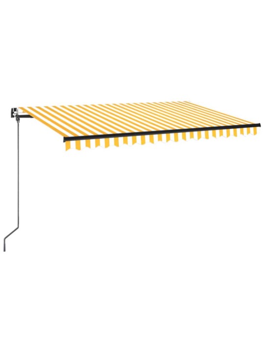 Izvelkama markīze ar led, 450x350cm, manuāla, dzeltena un balta