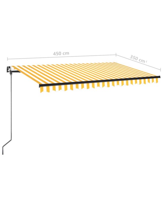 Izvelkama markīze ar led, 450x350cm, manuāla, dzeltena un balta