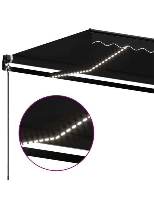 Izvelkama markīze ar led, 450x350 cm, manuāla, antracītpelēka