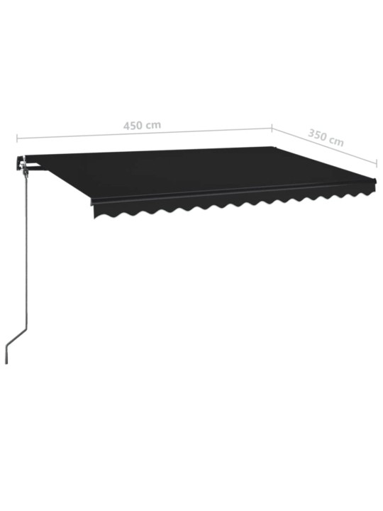 Izvelkama markīze ar led, 450x350 cm, manuāla, antracītpelēka