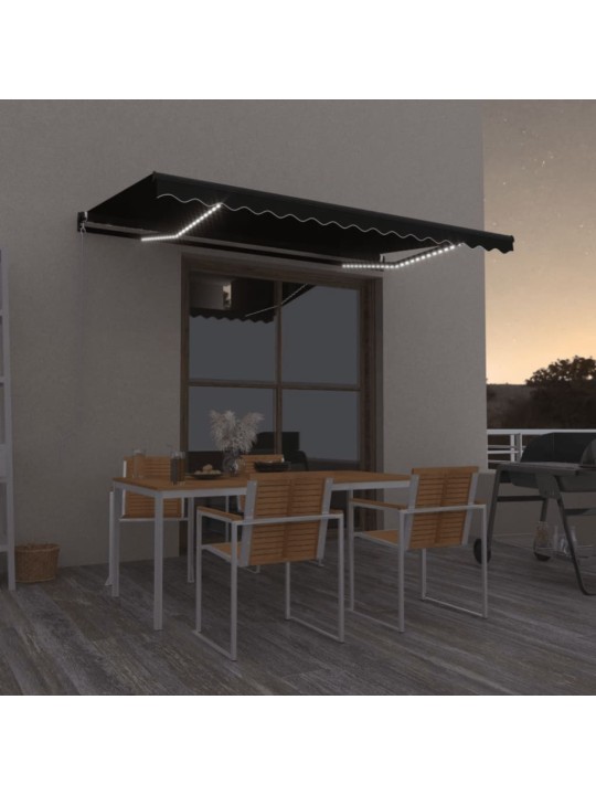Izvelkama markīze ar led, 450x350 cm, manuāla, antracītpelēka