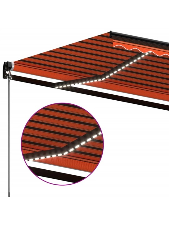 Izvelkama markīze ar led, 450x350 cm, oranža un brūna