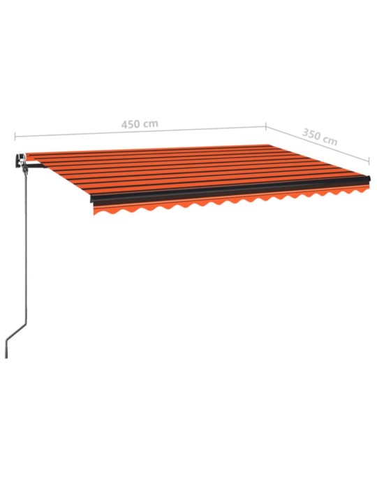 Izvelkama markīze ar led, 450x350 cm, oranža un brūna