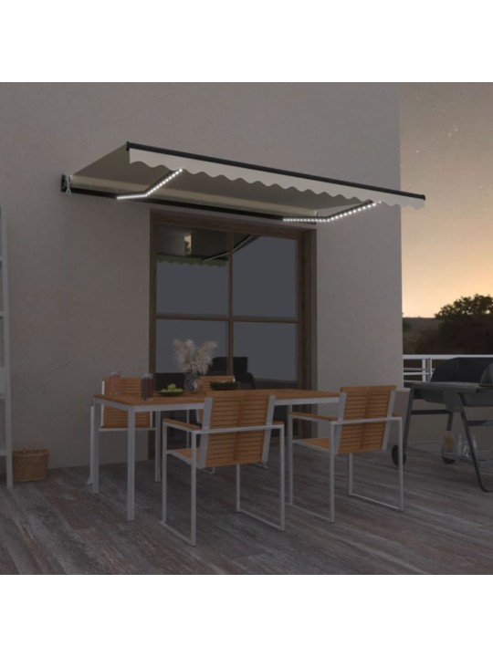 Izvelkama markīze ar led un vēja sensoru, 450x350cm, krēmkrāsas