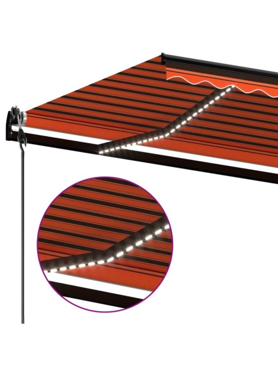 Izvelkama markīze, led, vēja sensors, oranži brūna, 450x350 cm